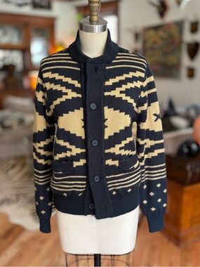 Roark Black & Cream Geometric Knit Cardigan